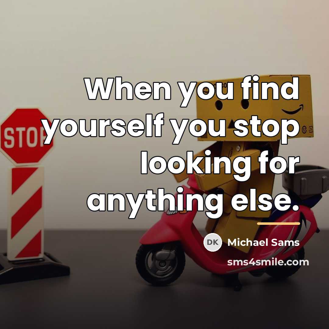 “When you find yourself you stop looking for anything else.…” quote by Michael Sams