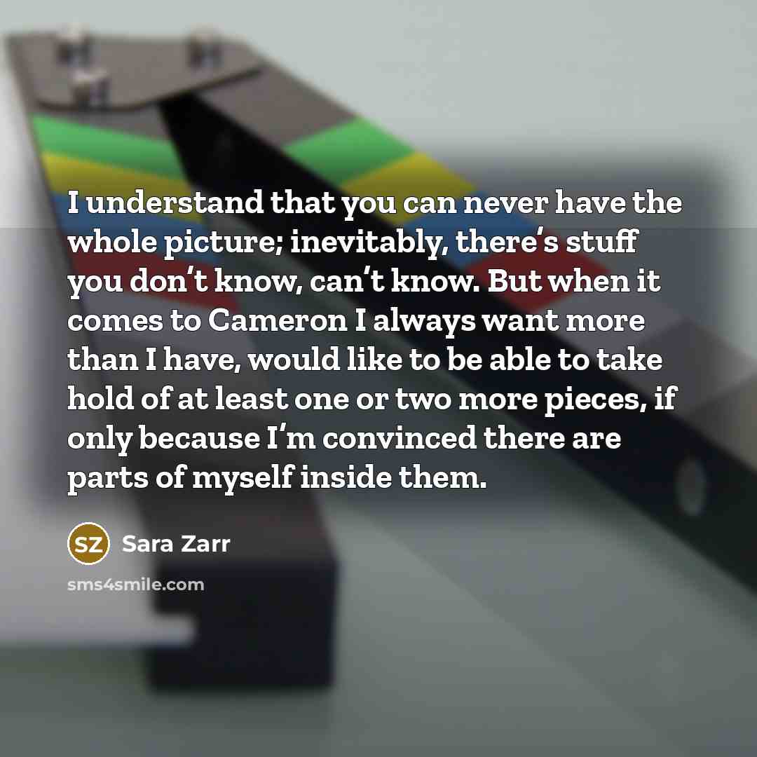 “I understand that you can never have the whole picture;…” quote by Sara Zarr