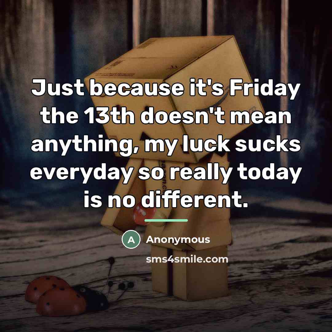 “Just because it's Friday the 13th doesn't mean anything, my…” quote by Anonymous