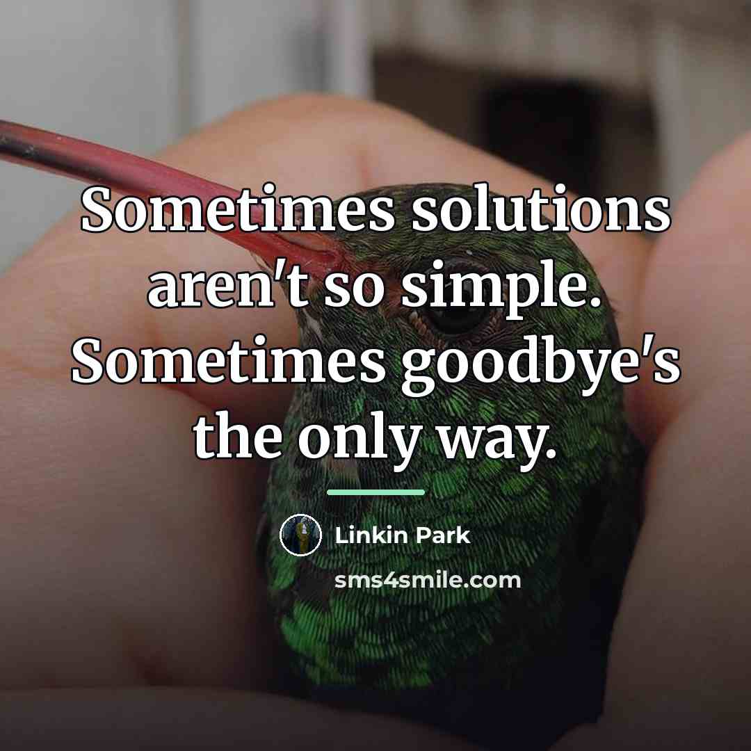 “Sometimes solutions aren't so simple. Sometimes goodbye's the only way.…” quote by Linkin Park