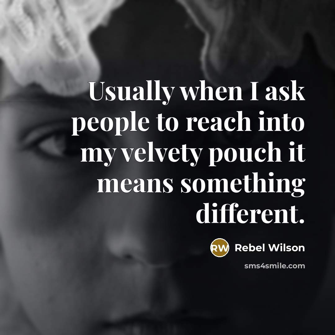 “Usually when I ask people to reach into my velvety…” quote by Rebel Wilson