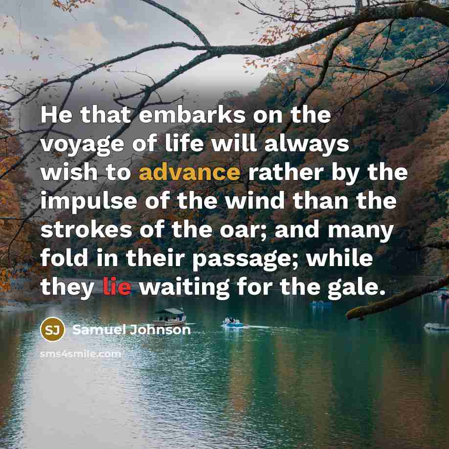 “He that embarks on the voyage of life will always…” quote by Samuel Johnson