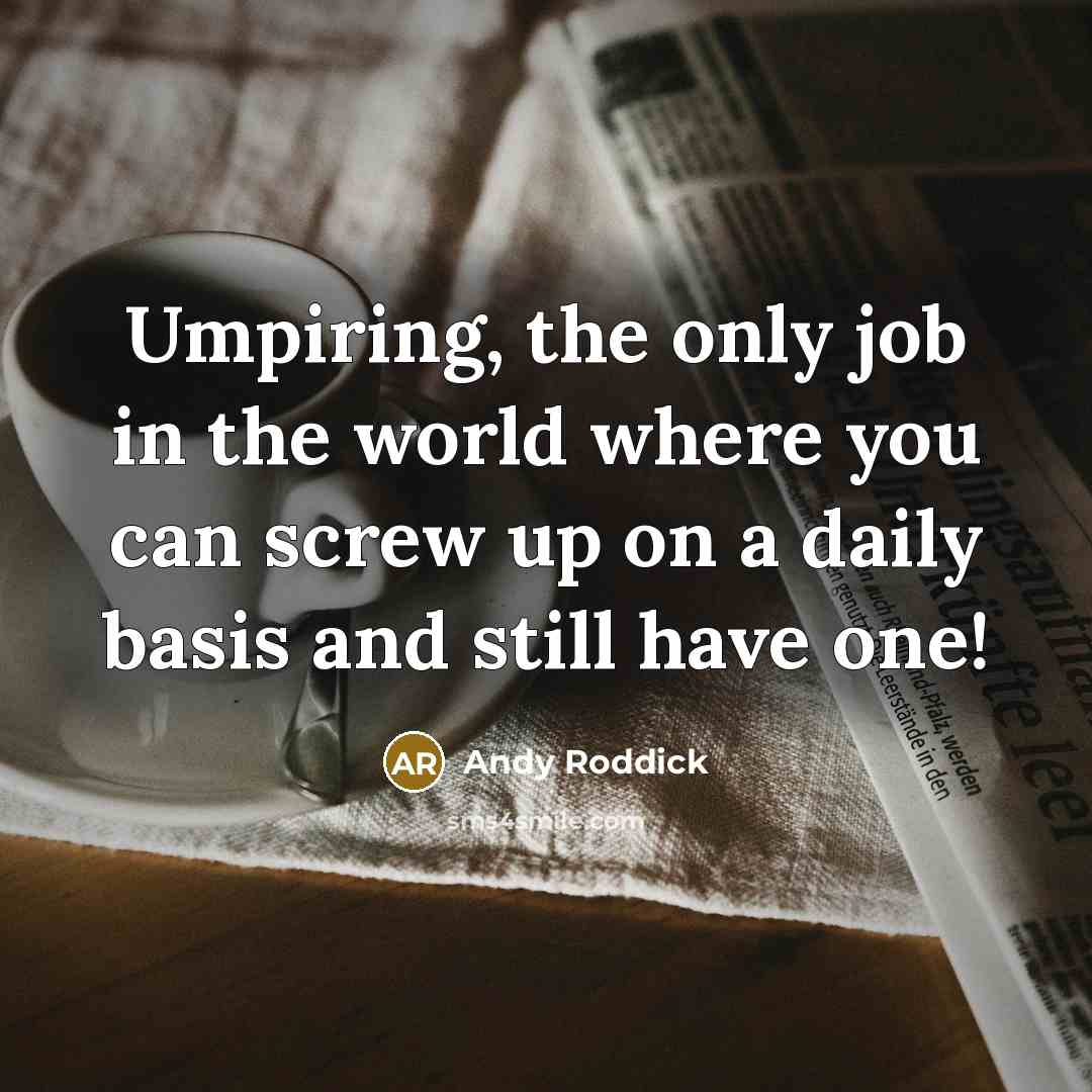 “Umpiring, the only job in the world where you can…” quote by Andy Roddick