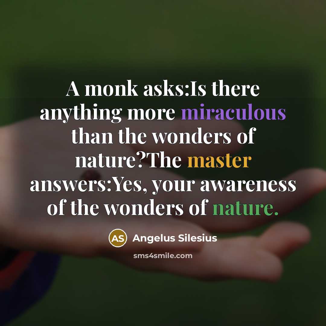 “A monk asks:Is there anything more miraculous than the wonders…” quote by Angelus Silesius