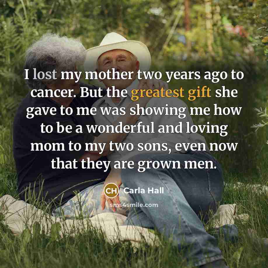 “I lost my mother two years ago to cancer. But…” quote by Carla Hall