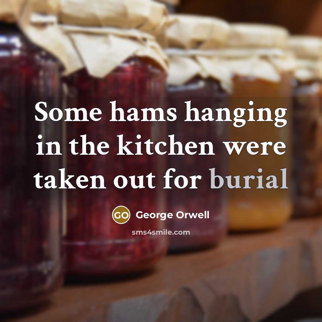 “Some hams hanging in the kitchen were taken out for…” quote by George Orwell