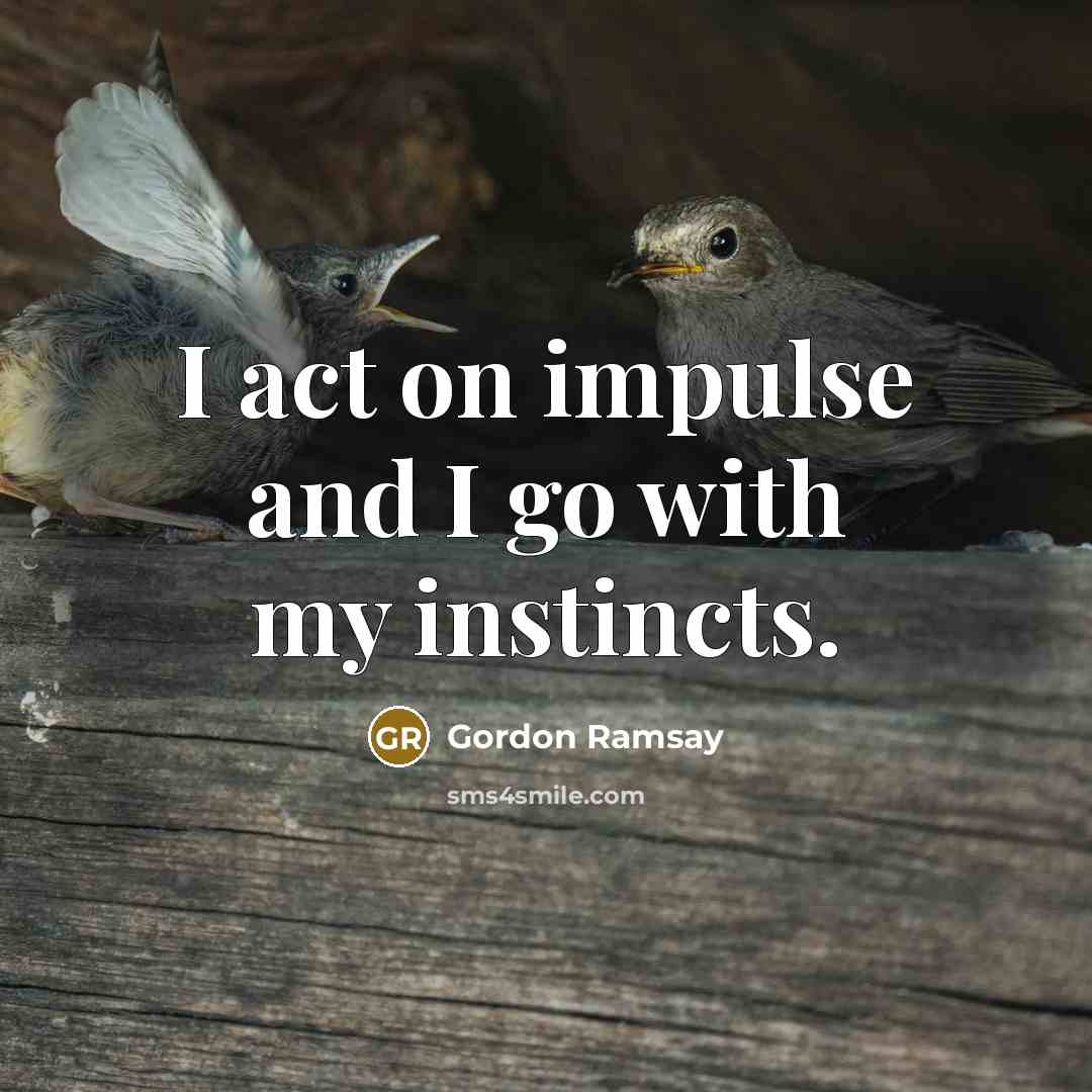 “I act on impulse and I go with my instincts.…” quote by Gordon Ramsay