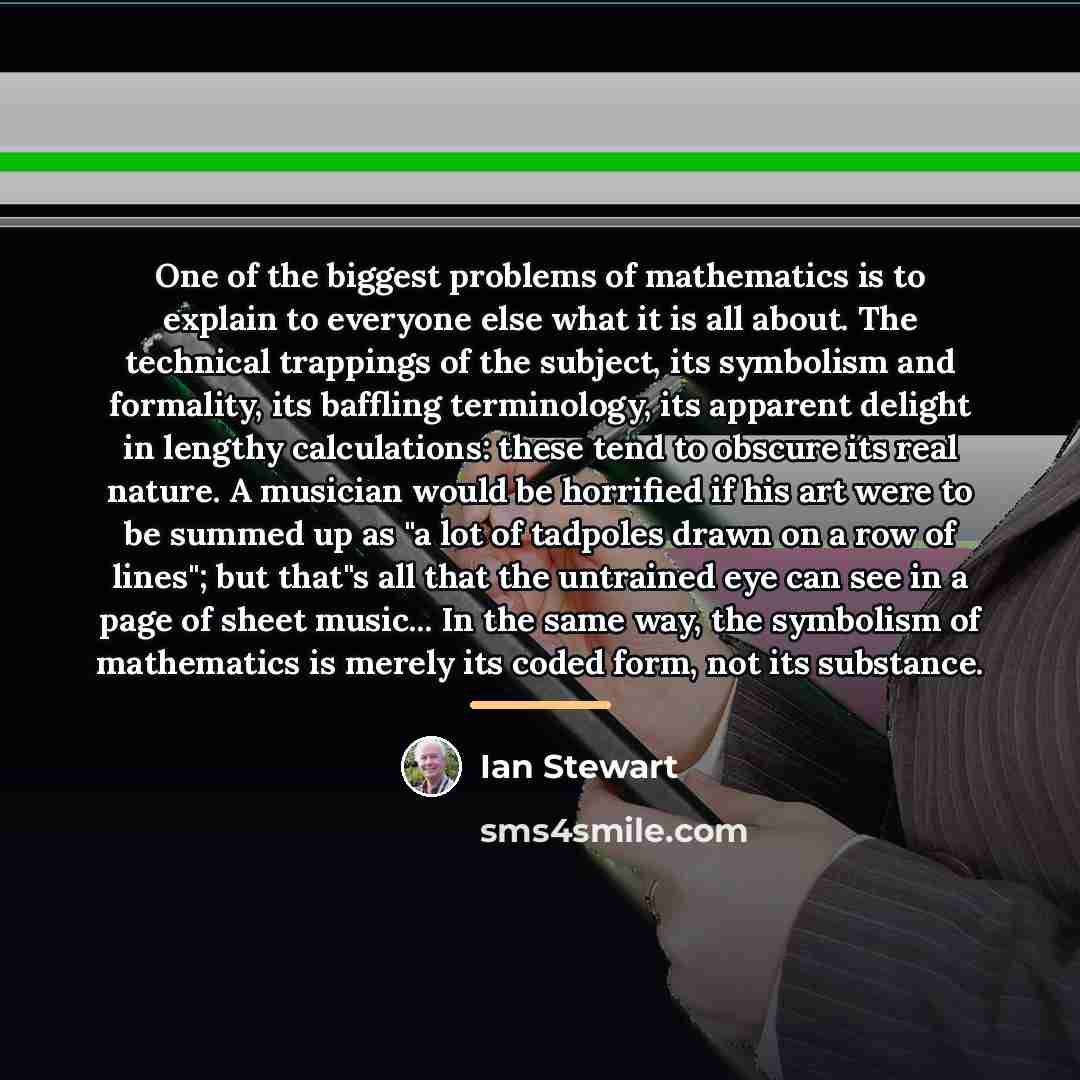 “One of the biggest problems of mathematics is to explain…” quote by Ian Stewart