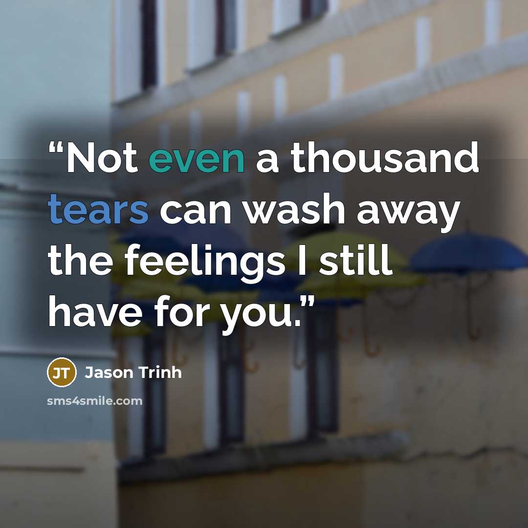 “Not even a thousand tears can wash away the feelings I still have for you.” quote by Jason Trinh