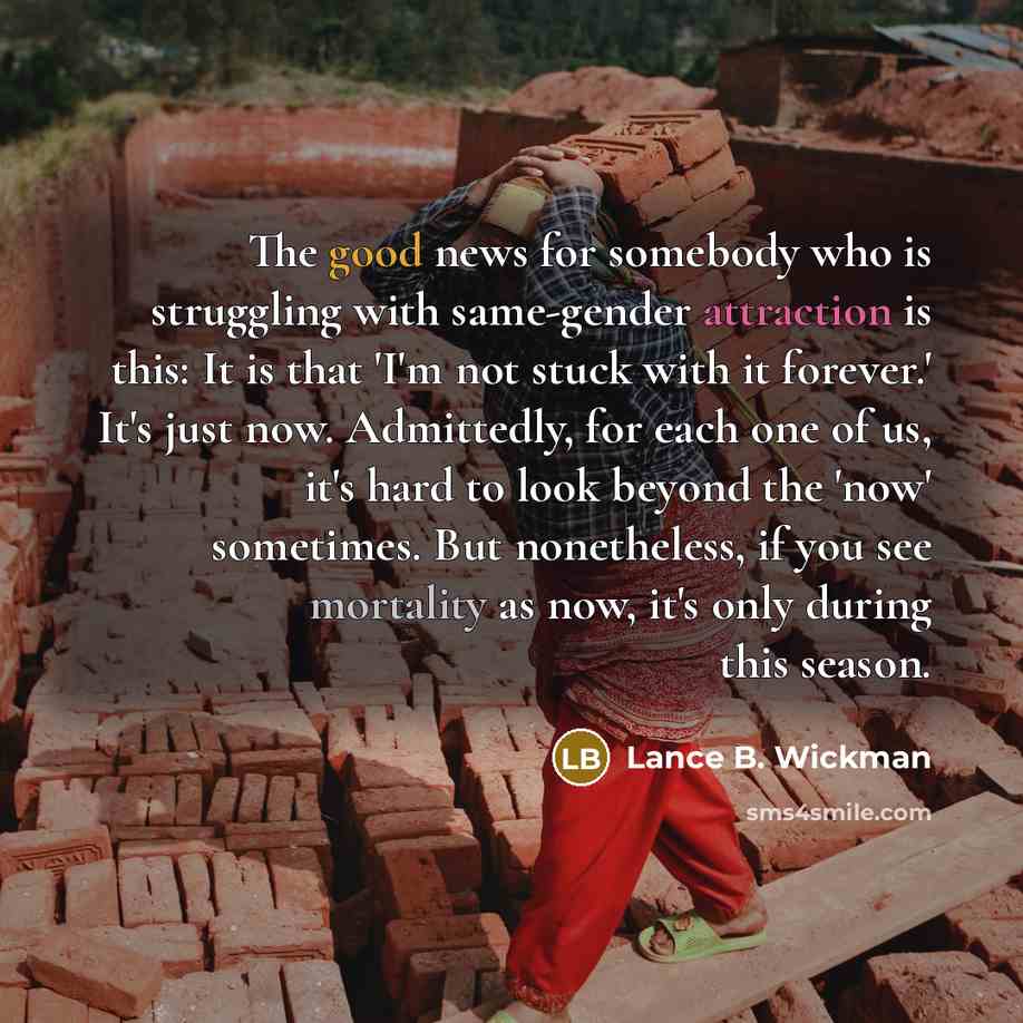 “The good news for somebody who is struggling with same-gender…” quote by Lance B. Wickman