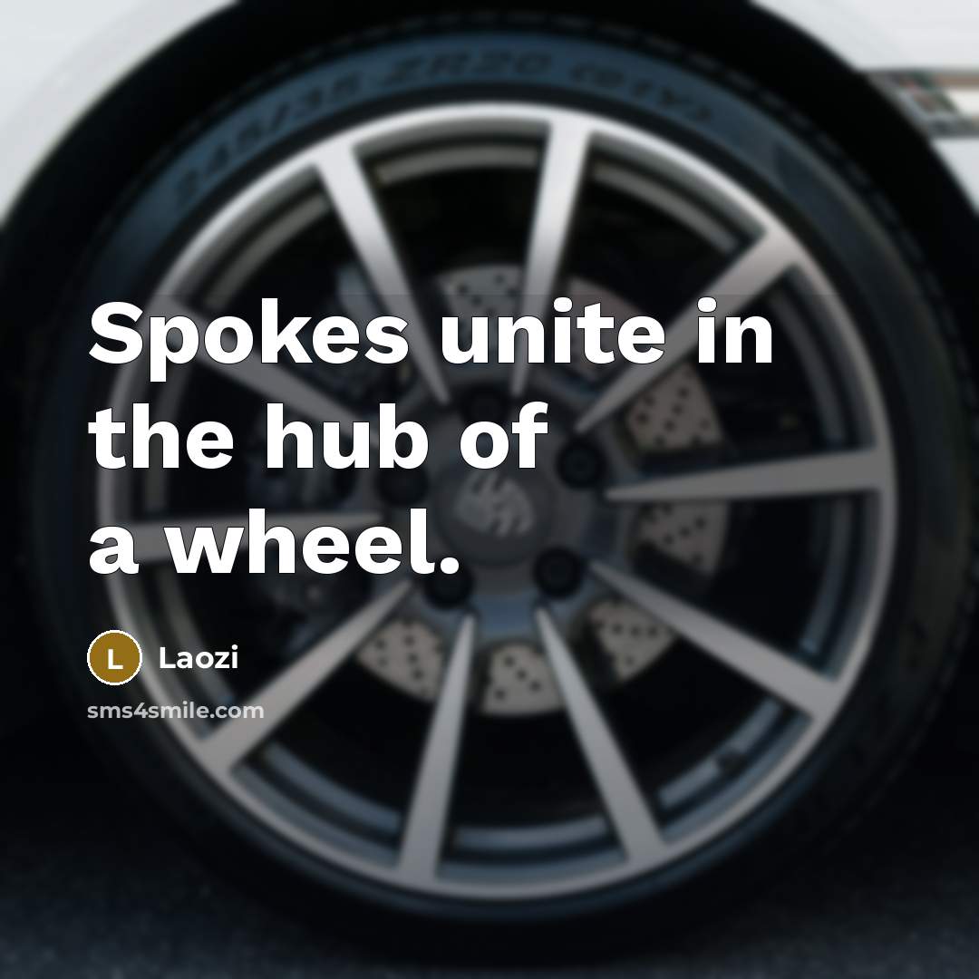 “Spokes unite in the hub of a wheel.…” quote by Laozi