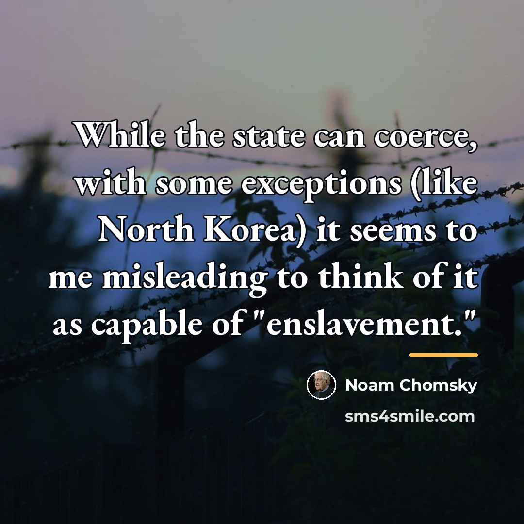 “While the state can coerce, with some exceptions (like North…” quote by Noam Chomsky