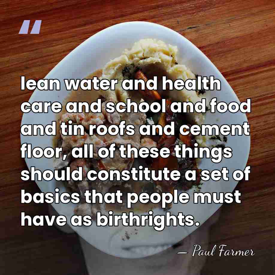 lean water and health care and school and food and tin roofs&hellip; - Paul Farmer