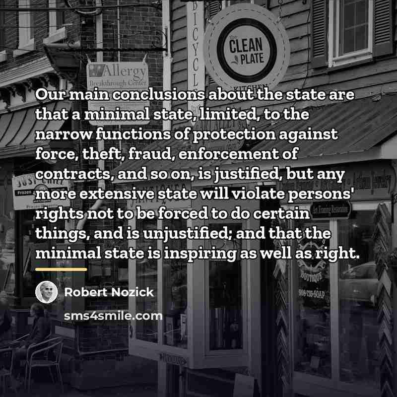 “Our main conclusions about the state are that a minimal…” quote by Robert Nozick