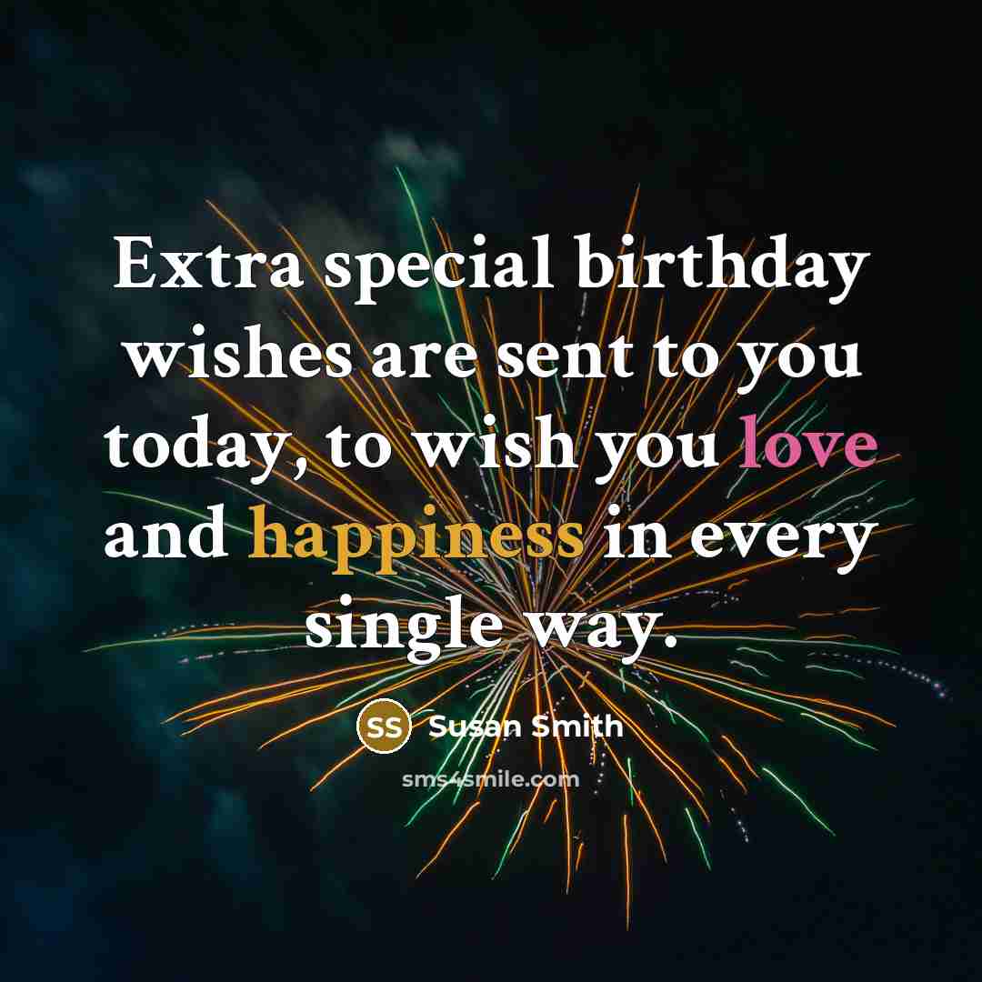 “Extra special birthday wishes are sent to you today, to…” quote by Susan Smith