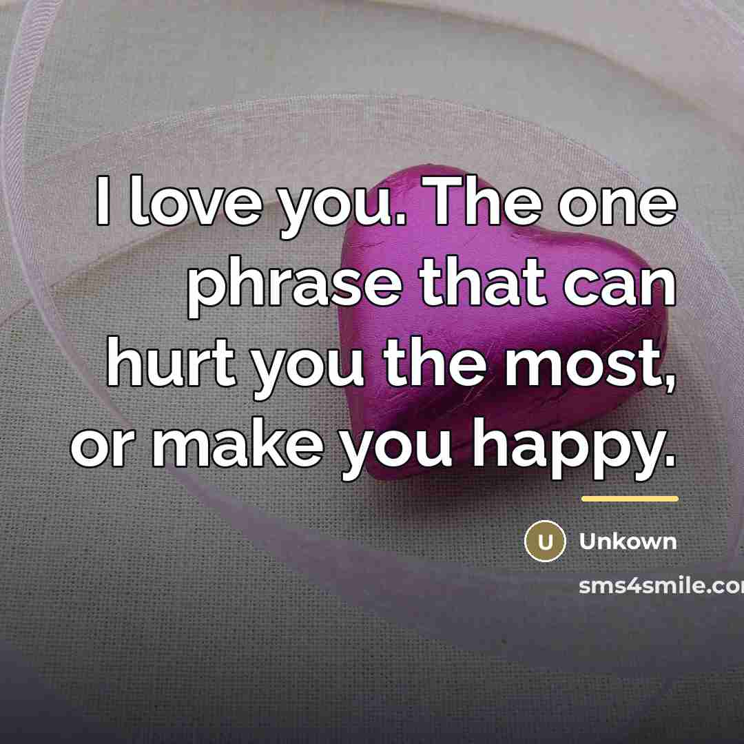 “I love you. The one phrase that can hurt you…” quote by Unkown