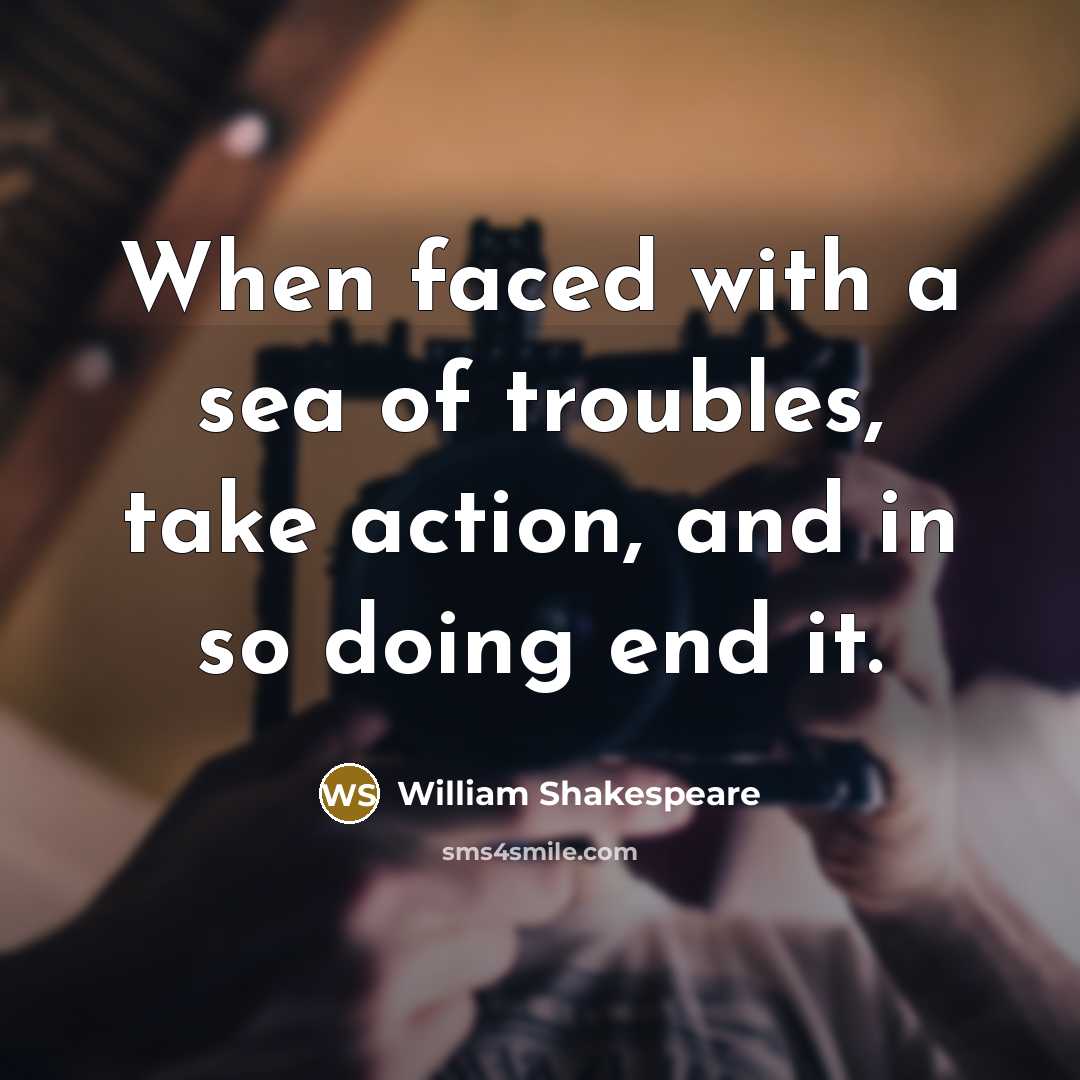 “When faced with a sea of troubles, take action, and…” quote by William Shakespeare