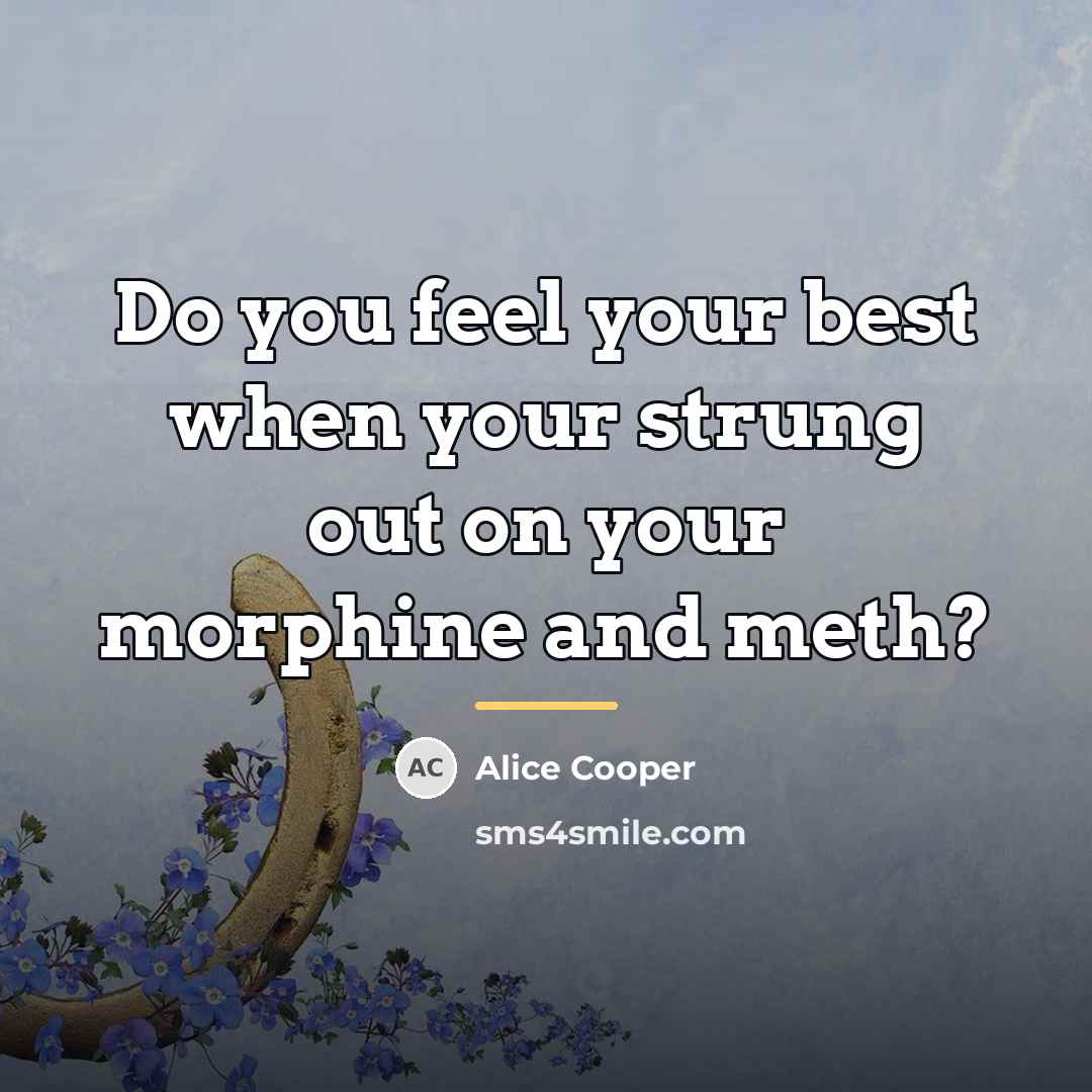 “Do you feel your best when your strung out on…” quote by Alice Cooper