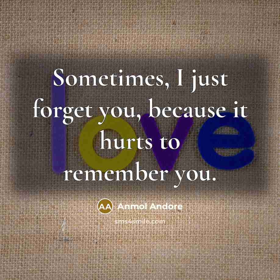 “Sometimes, I just forget you, because it hurts to remember…” quote by Anmol Andore