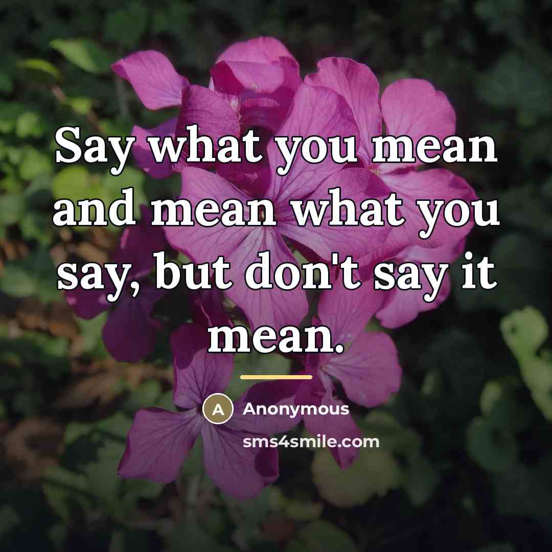 “Say what you mean and mean what you say, but…” quote by Anonymous