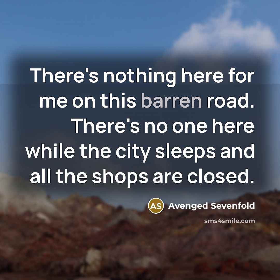 “There's nothing here for me on this barren road. There's…” quote by Avenged Sevenfold