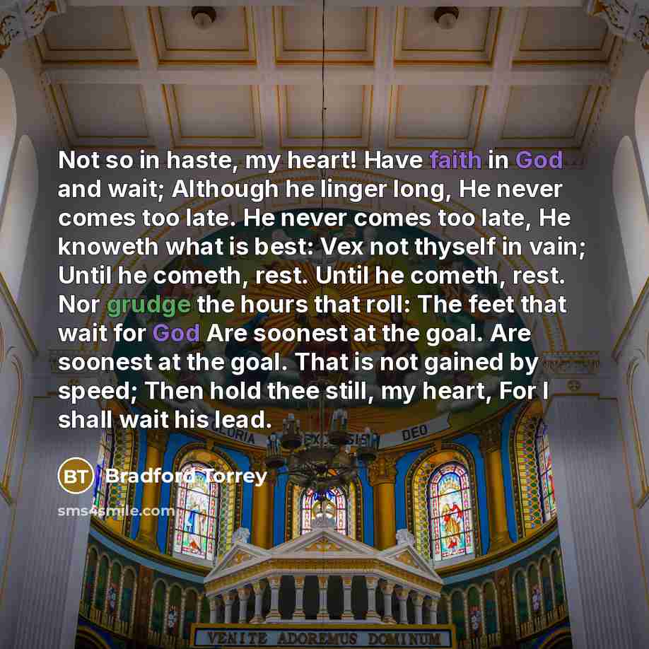 “Not so in haste, my heart! Have faith in God…” quote by Bradford Torrey