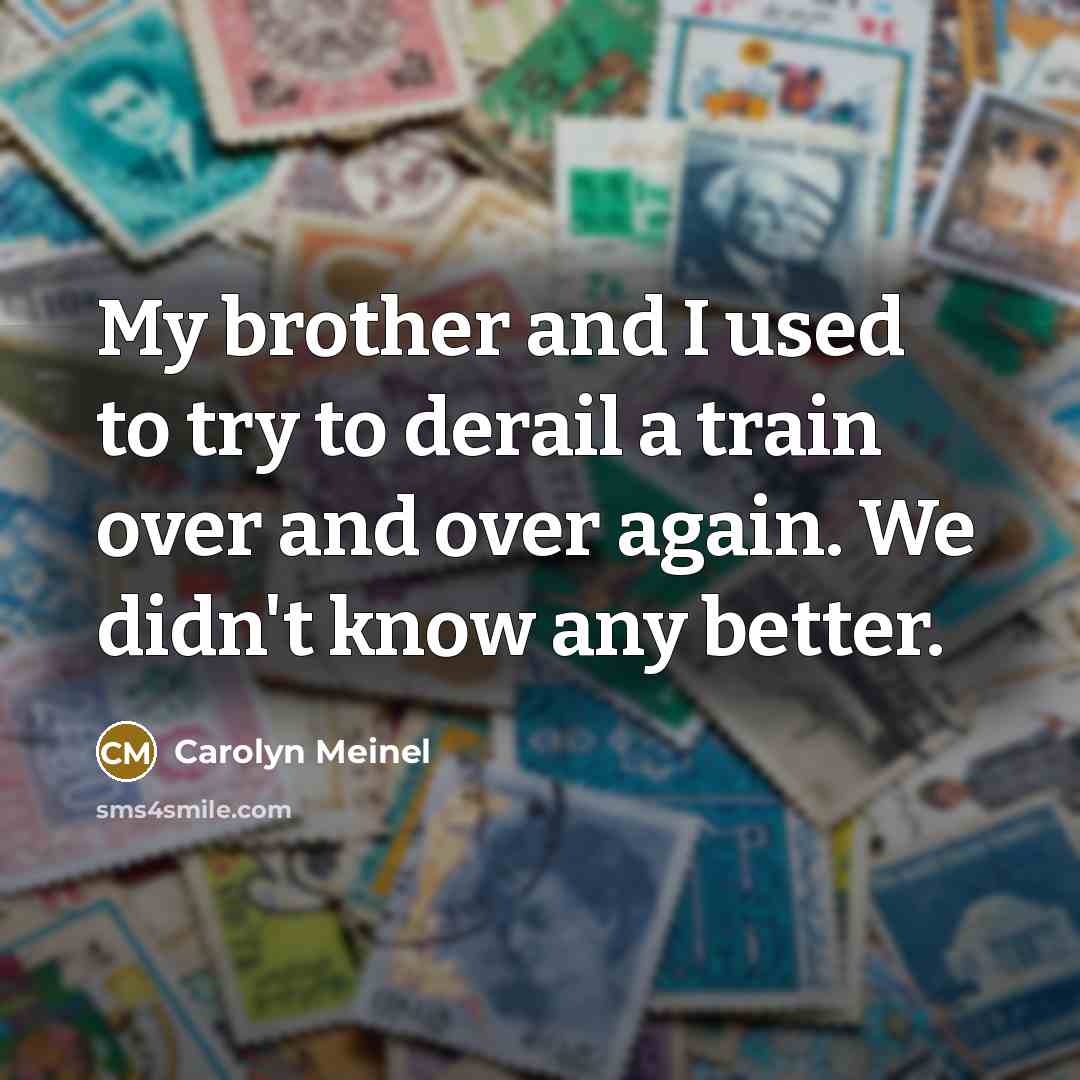“My brother and I used to try to derail a train over and over again. We didn't know any better.” quote by Carolyn Meinel