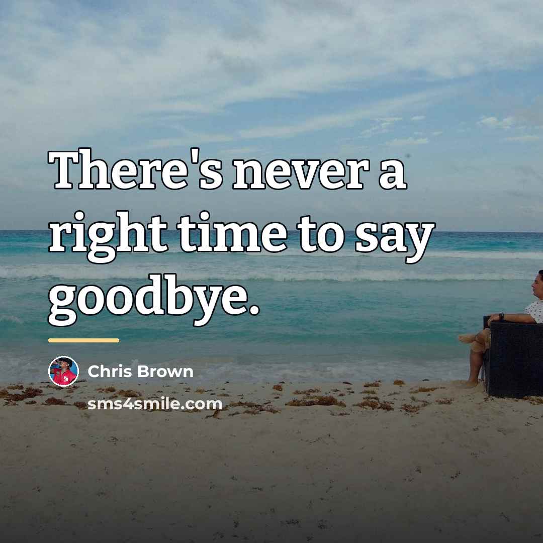 “There's never a right time to say goodbye.…” quote by Chris Brown