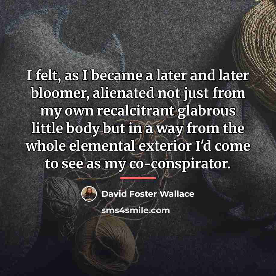 “I felt, as I became a later and later bloomer,…” quote by David Foster Wallace