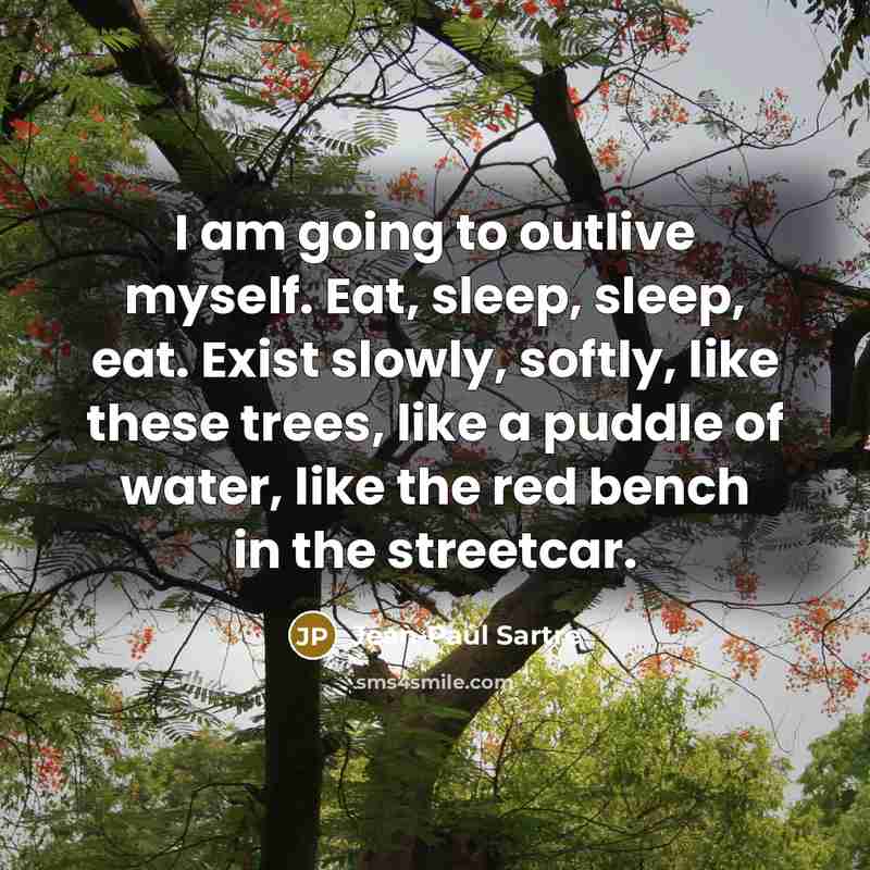 “I am going to outlive myself. Eat, sleep, sleep, eat.…” quote by Jean-Paul Sartre