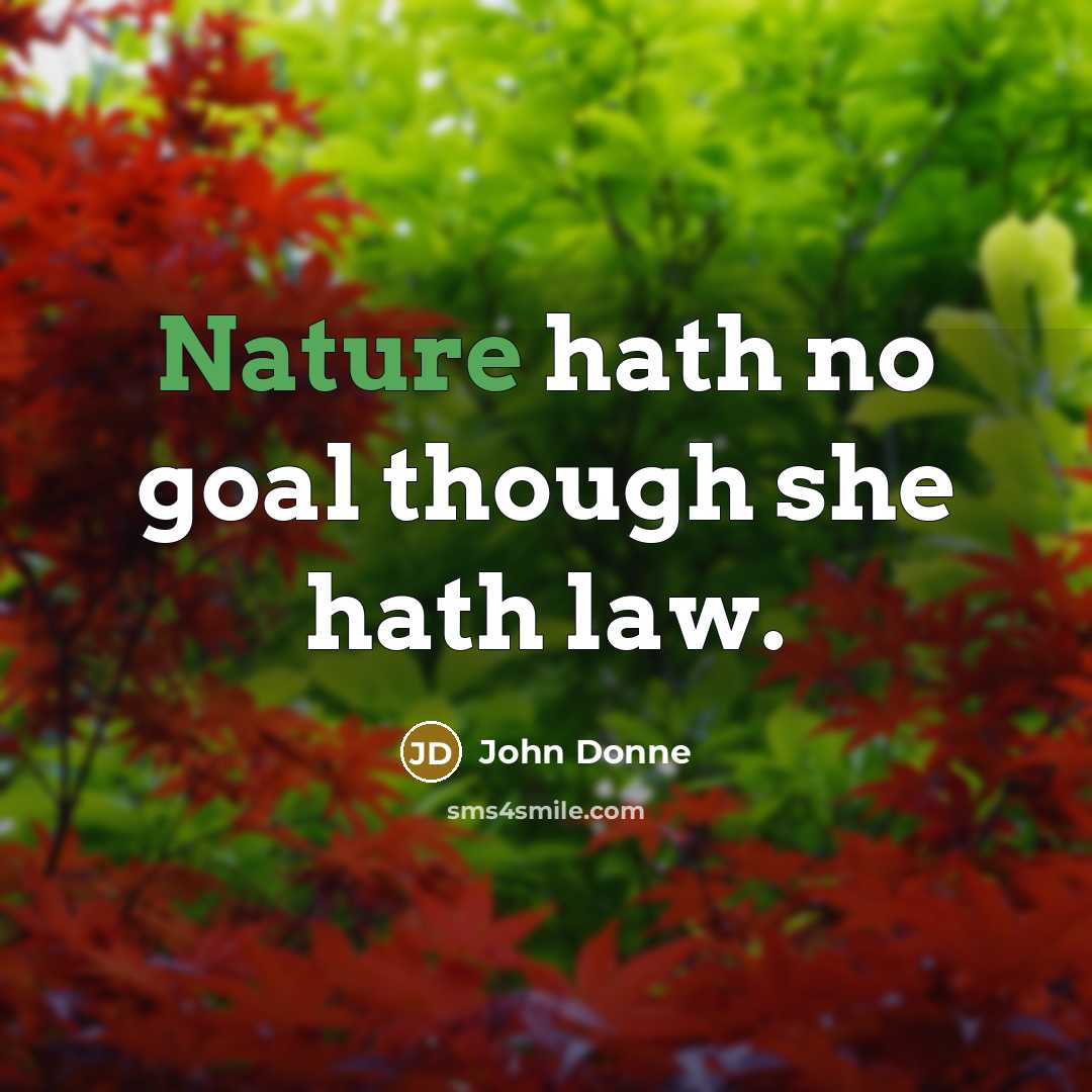 “Nature hath no goal though she hath law.…” quote by John Donne