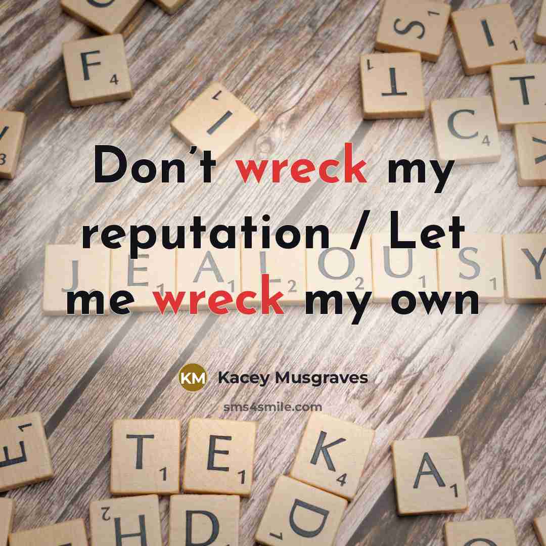 “Don’t wreck my reputation / Let me wreck my own…” quote by Kacey Musgraves
