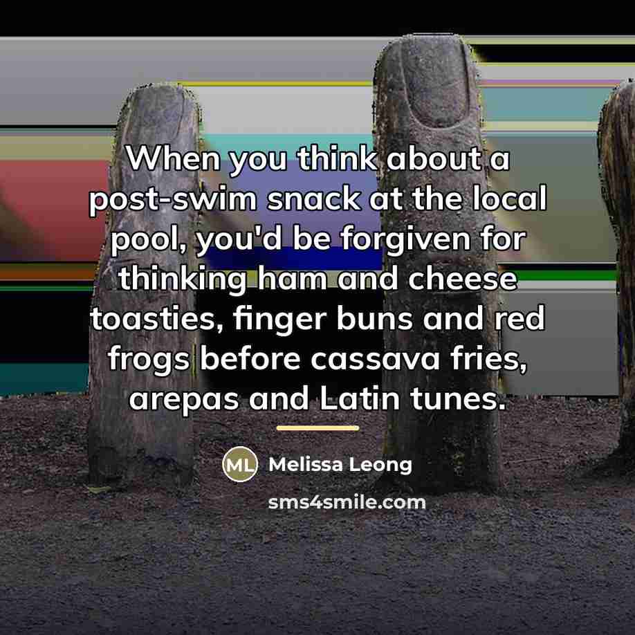 “When you think about a post-swim snack at the local…” quote by Melissa Leong