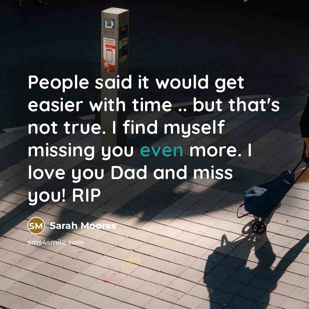 “People said it would get easier with time .. but…” quote by Sarah Moores
