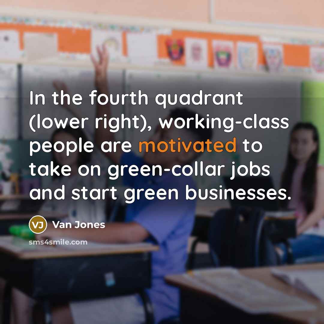 “In the fourth quadrant (lower right), working-class people are motivated…” quote by Van Jones