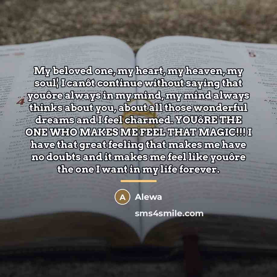 “My beloved one, my heart, my heaven, my soul¦ I…” quote by Alewa