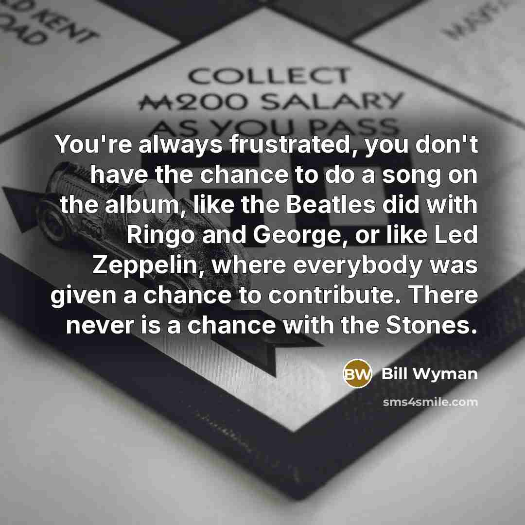 “You're always frustrated, you don't have the chance to do…” quote by Bill Wyman