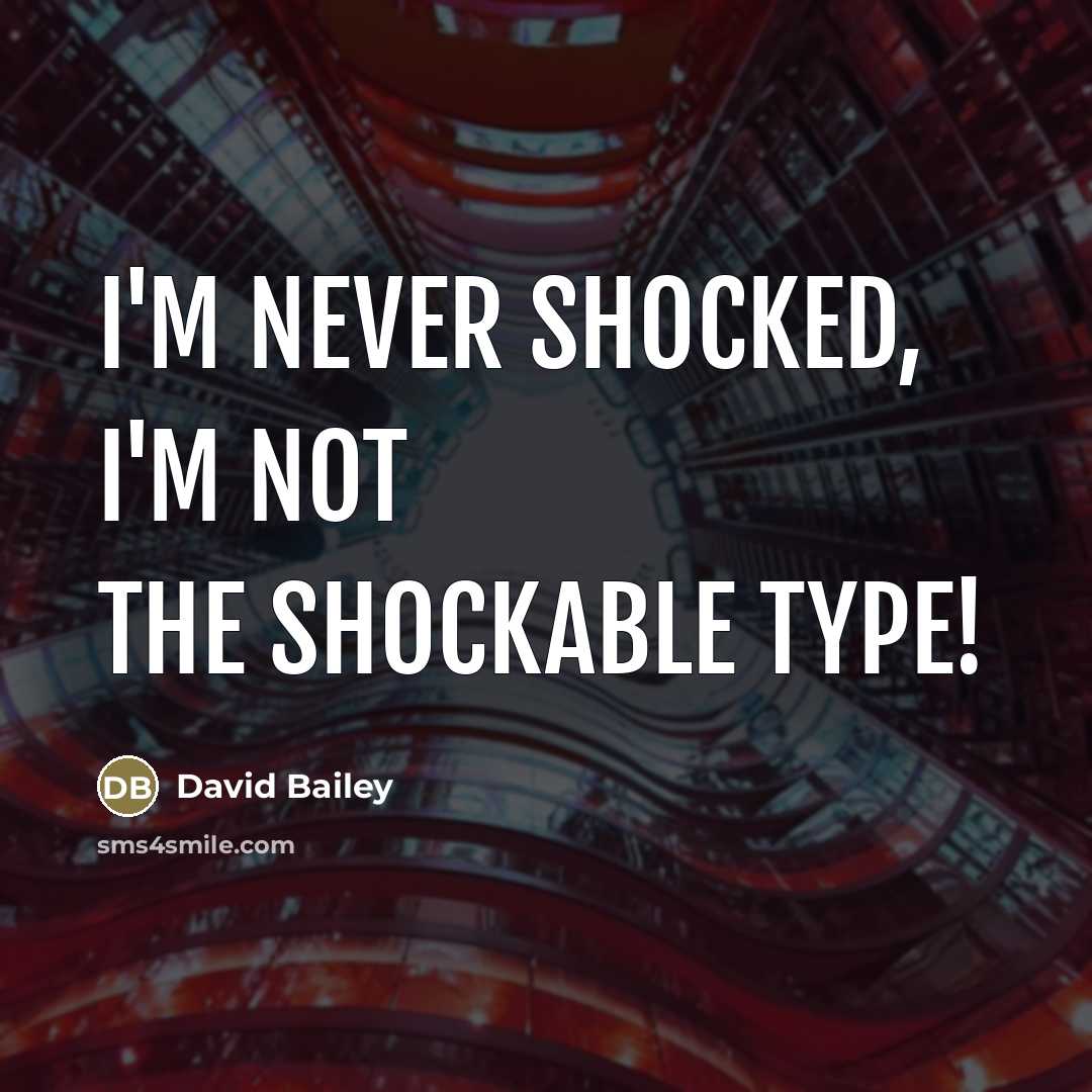 “I'm never shocked, I'm not the shockable type!…” quote by David Bailey