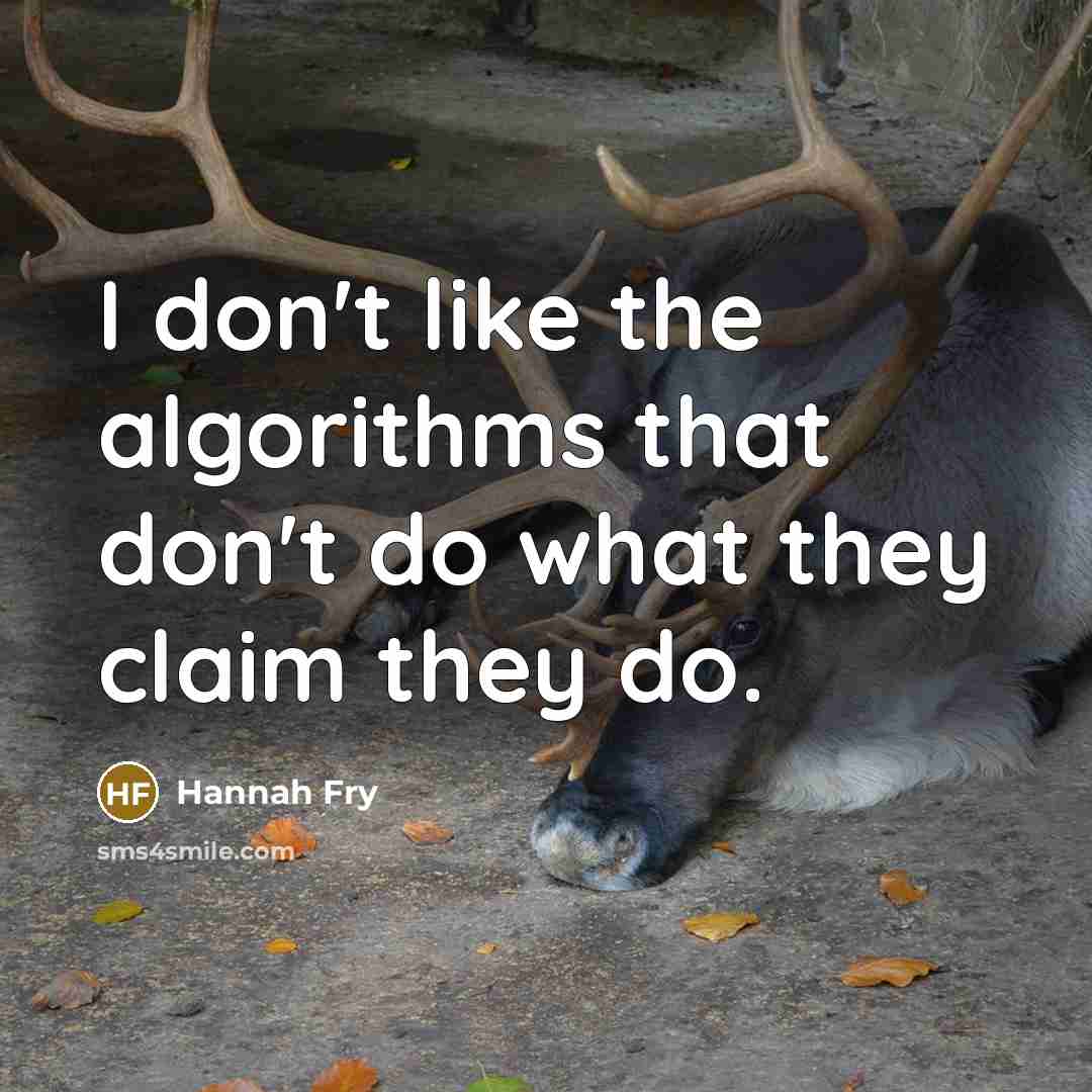 “I don't like the algorithms that don't do what they…” quote by Hannah Fry