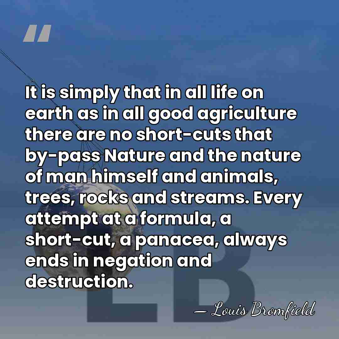 It is simply that in all life on earth as in all&hellip; - Louis Bromfield
