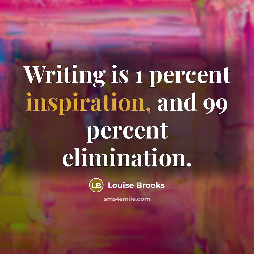 “Writing is 1 percent inspiration, and 99 percent elimination.…” quote by Louise Brooks