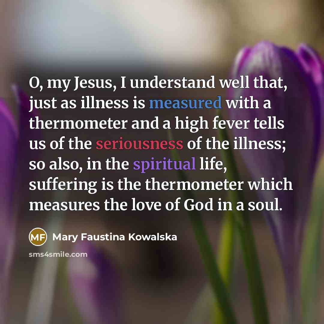“O, my Jesus, I understand well that, just as illness…” quote by Mary Faustina Kowalska