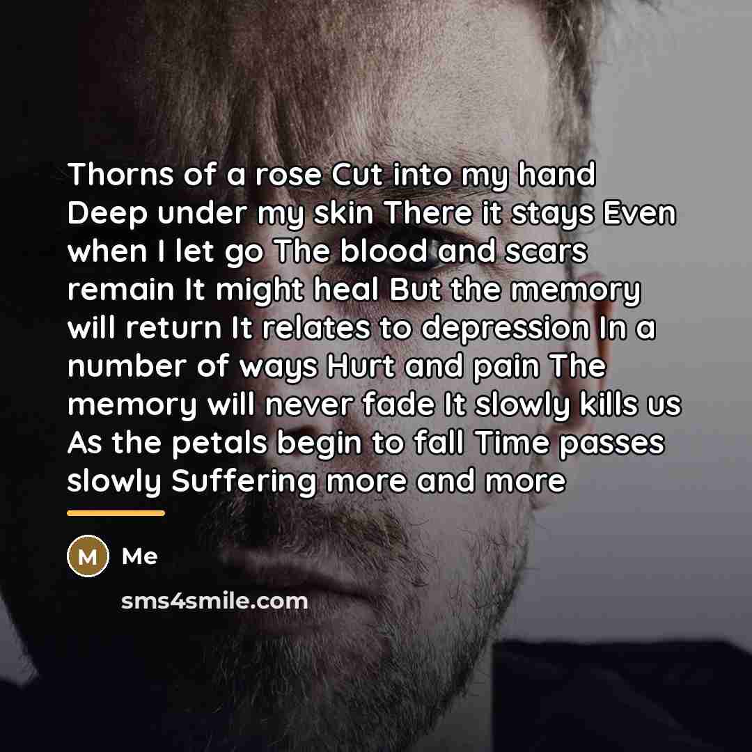 “Thorns of a rose Cut into my hand Deep under…” quote by Me