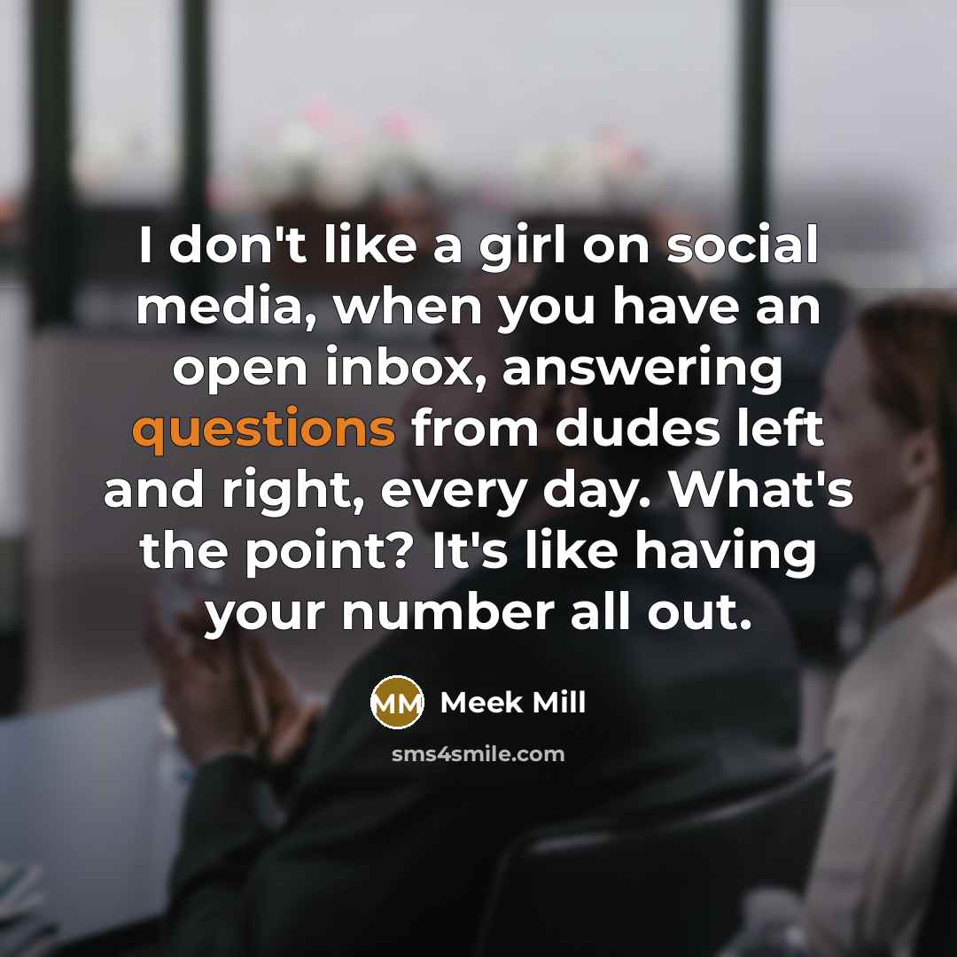 “I don't like a girl on social media, when you…” quote by Meek Mill