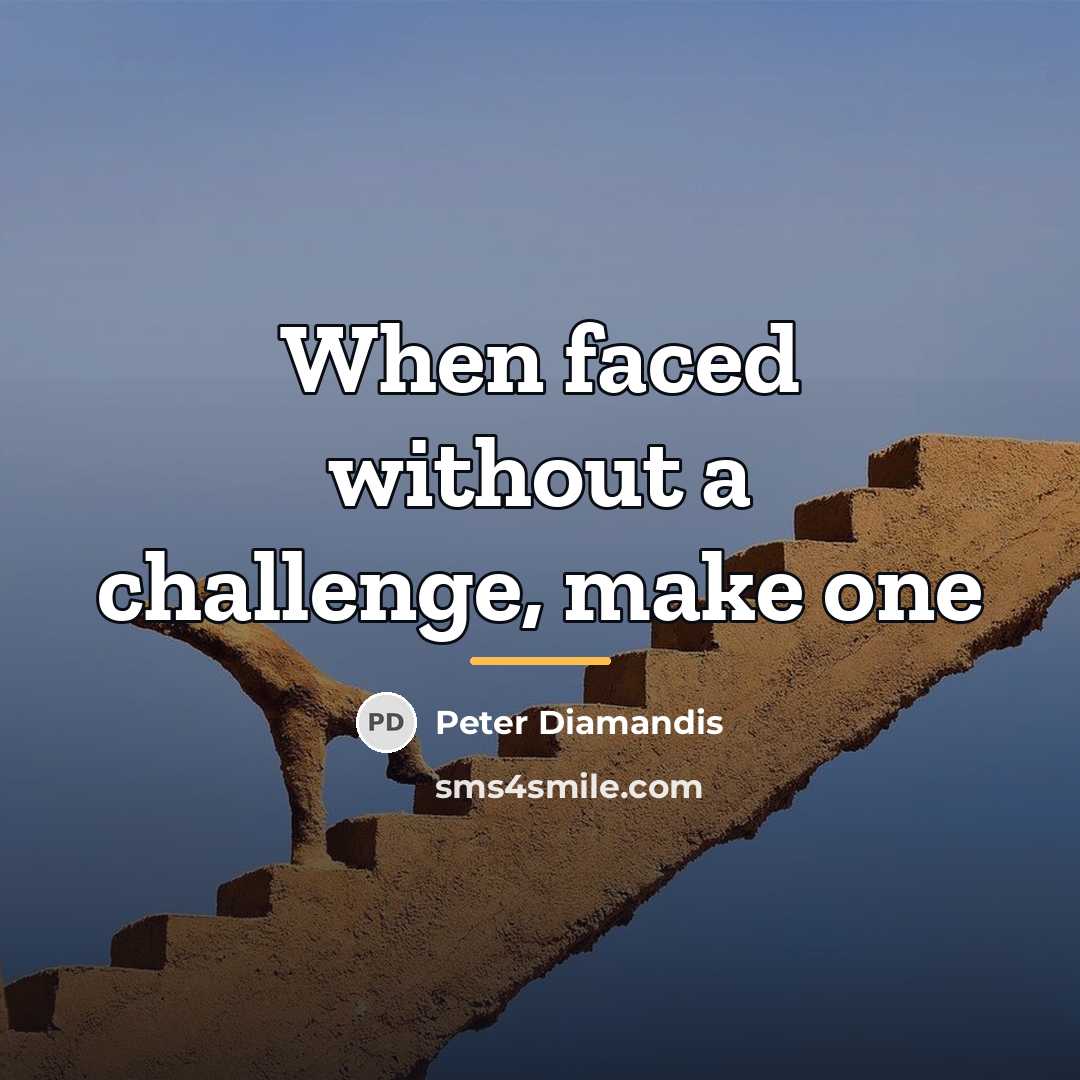 “When faced without a challenge, make one…” quote by Peter Diamandis