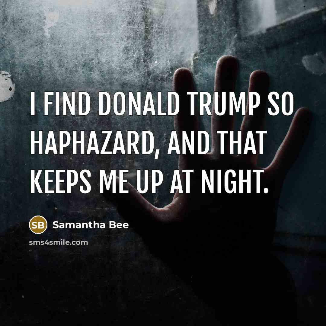 “I find Donald Trump so haphazard, and that keeps me up at night.” quote by Samantha Bee