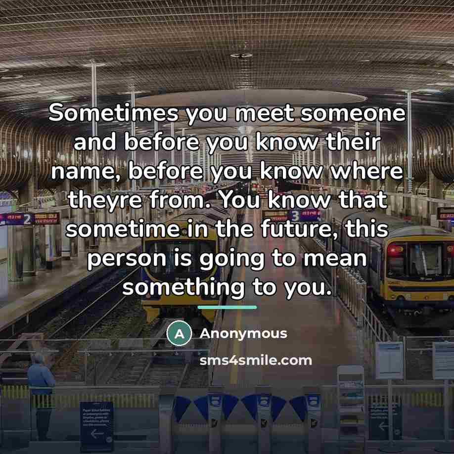 “Sometimes you meet someone and before you know their name,…” quote by Anonymous