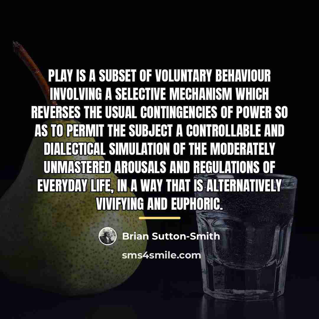“Play is a subset of voluntary behaviour involving a selective…” quote by Brian Sutton-Smith