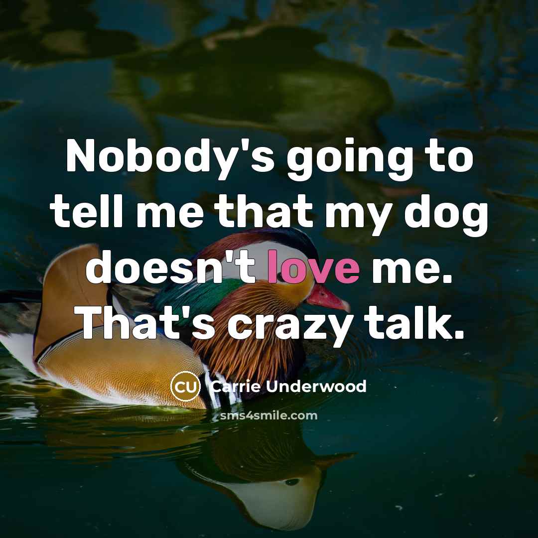 “Nobody's going to tell me that my dog doesn't love me. That's crazy talk.” quote by Carrie Underwood