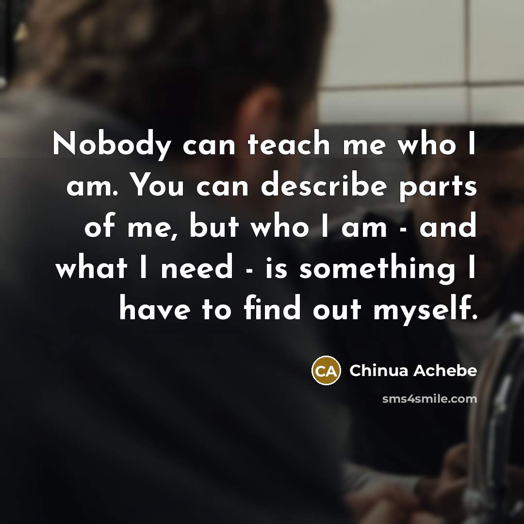 “Nobody can teach me who I am. You can describe…” quote by Chinua Achebe